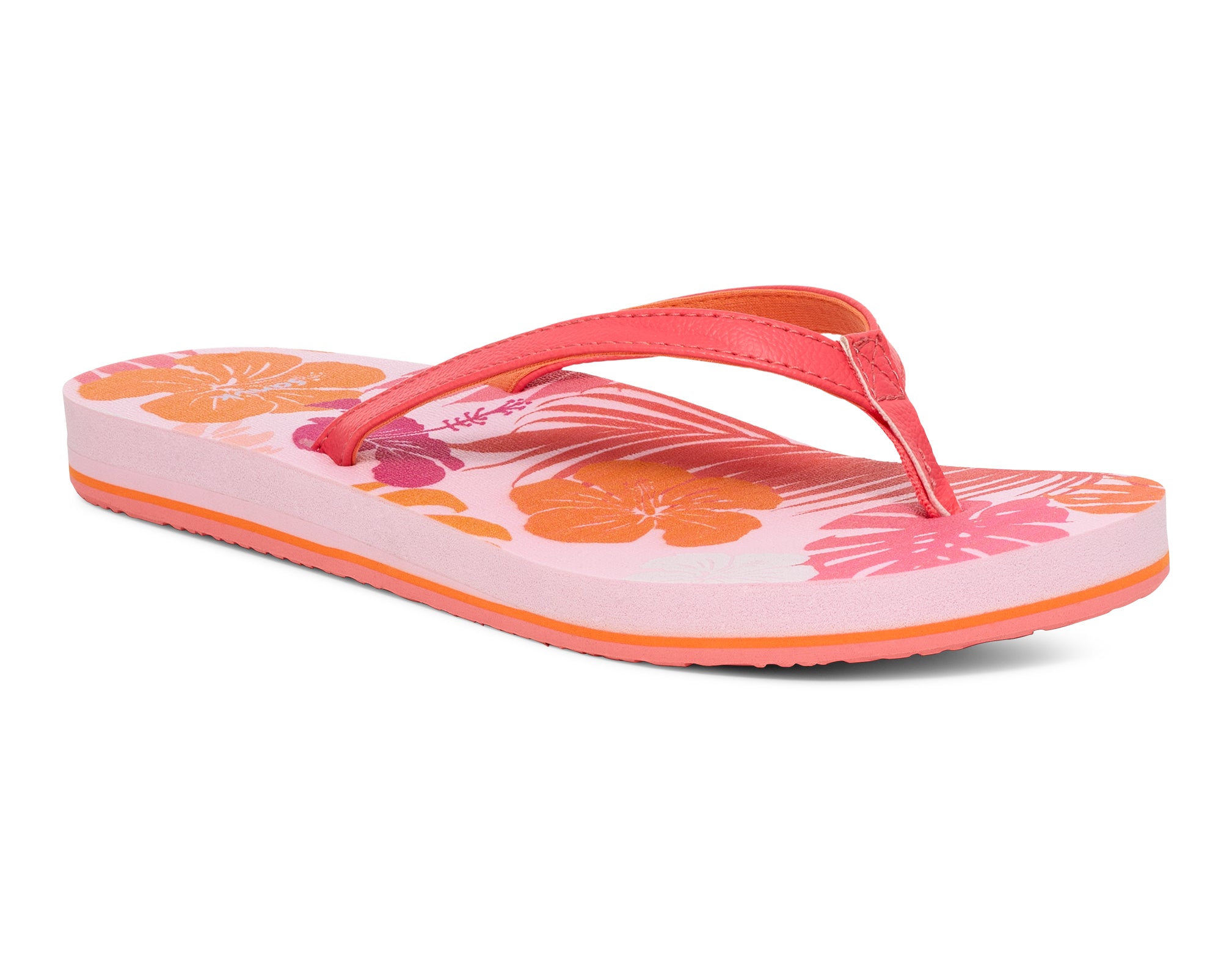 Pink and orange flowers sandals