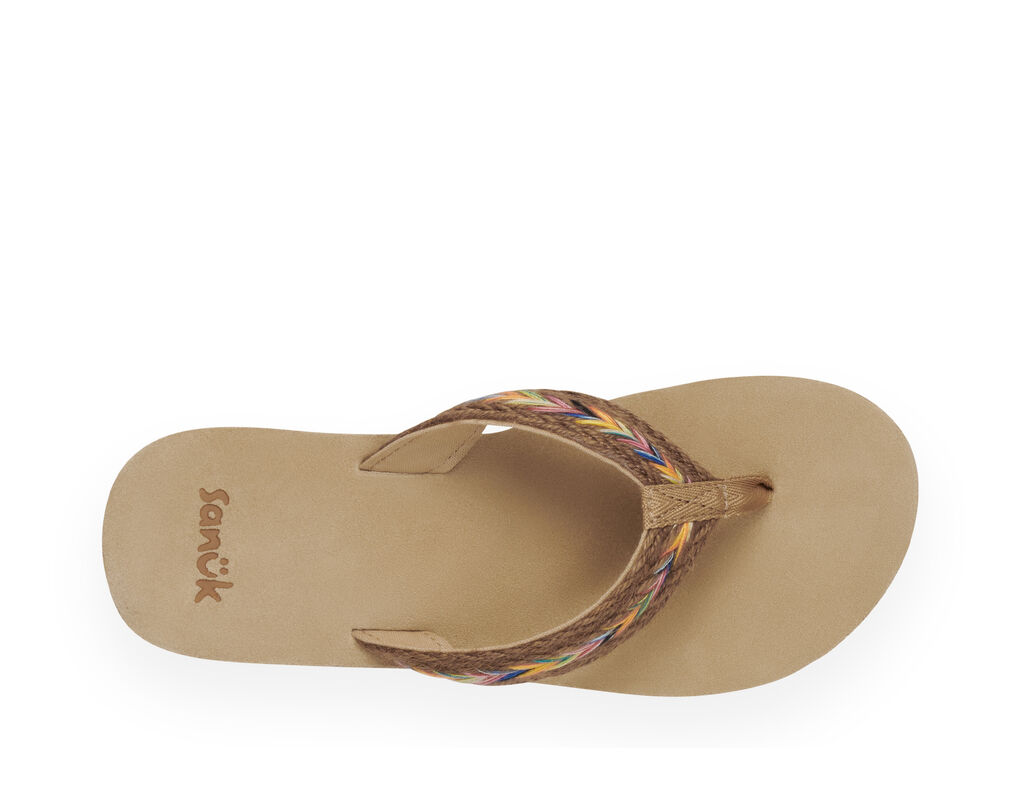 Sanuk Brown Rubber Embellished Flip Flops Sandals Women's sz 10 