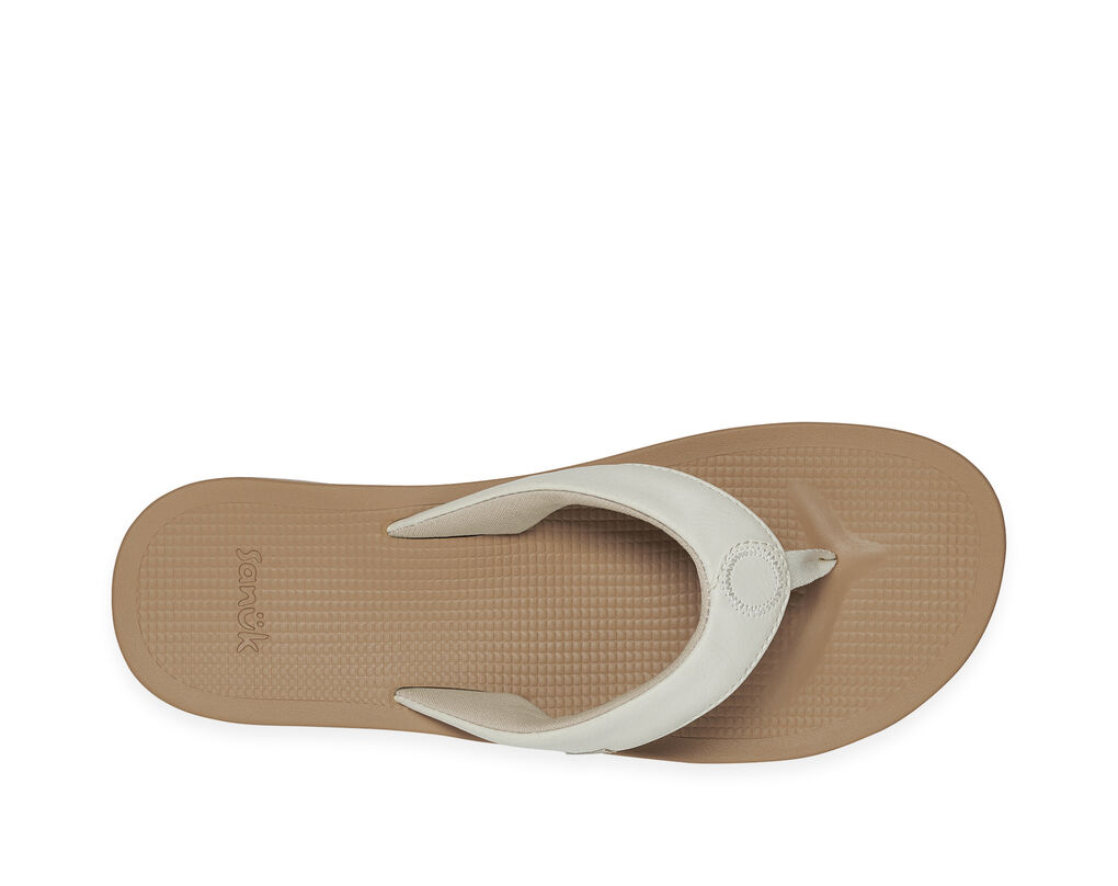 Sanuk Yoga Mat Flip Flops Thong Slip On Leather Sandals Brown Women's Size 9