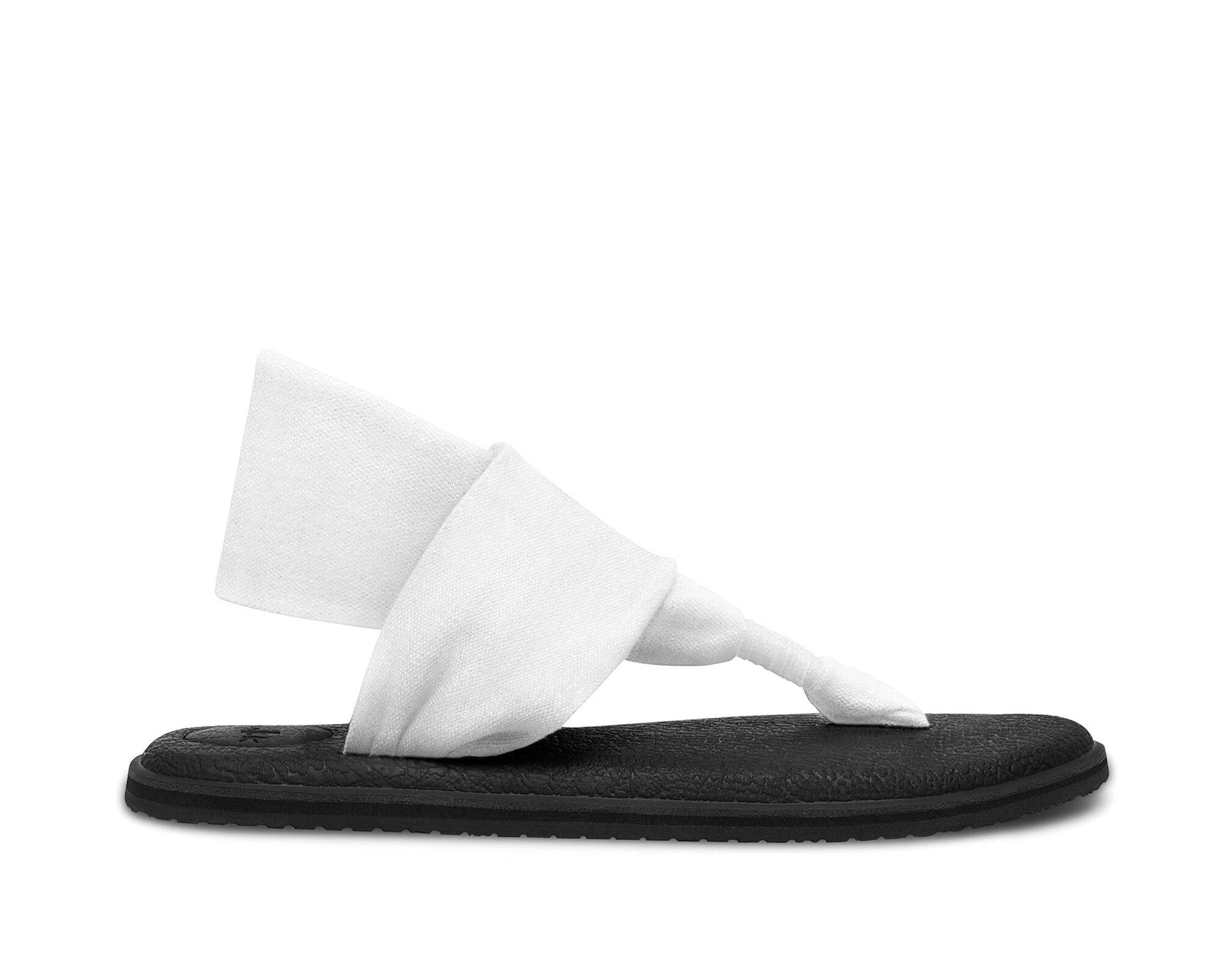 white cloth flip flops