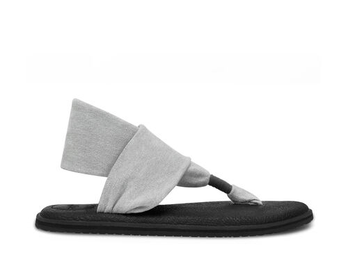 Sanuk Yoga Gora Gora Blue Tweed Fabric Flat Strap Slip on Sandals Womens 11  EUC 