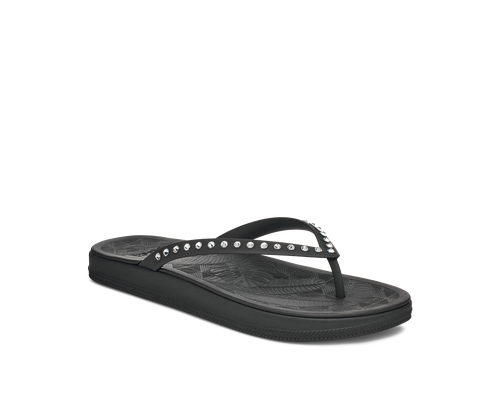 Sanuk Ibiza Monaco Rhinestone Embellished Black Flip Flops Sandal