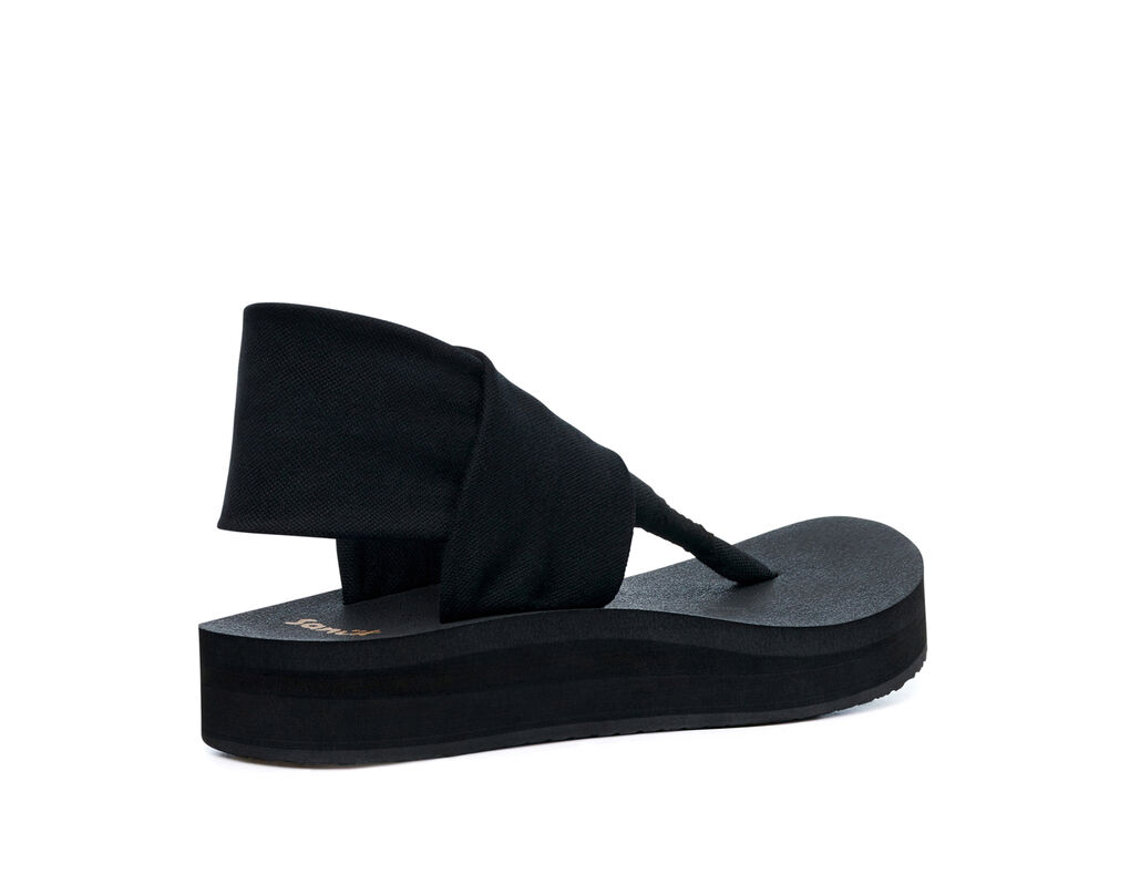 Sanuk Womens Black Yoga Sling 2 Slip On Flat Flip Flop Casual Sandals Size  10
