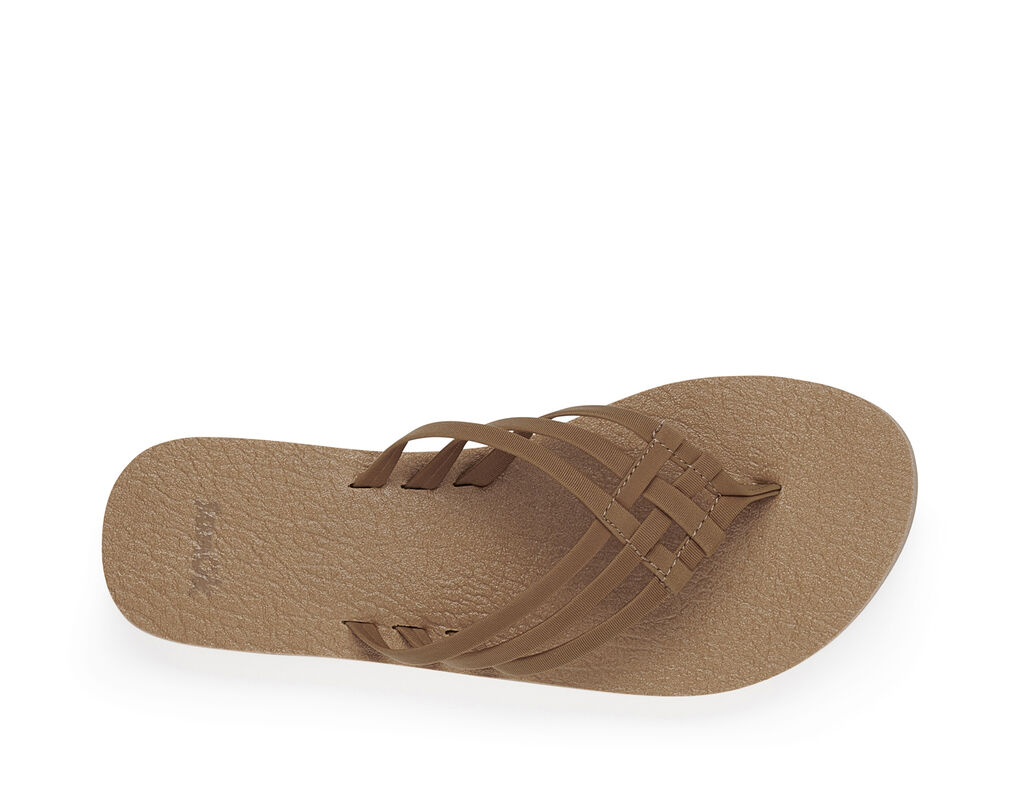 SANUK Yogi 4 Mens Flip Flops Sport Sandals Size 8 Brown Yoga Mat Foam 