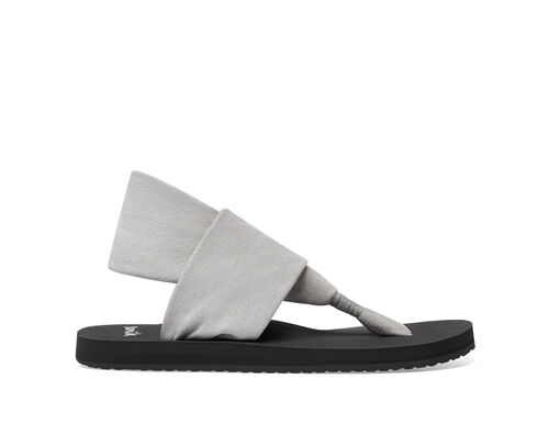 Sanuk Sandals Womens 8 Yoga Sling 2 Flip Flop Flats Stripe Gray White Fabric