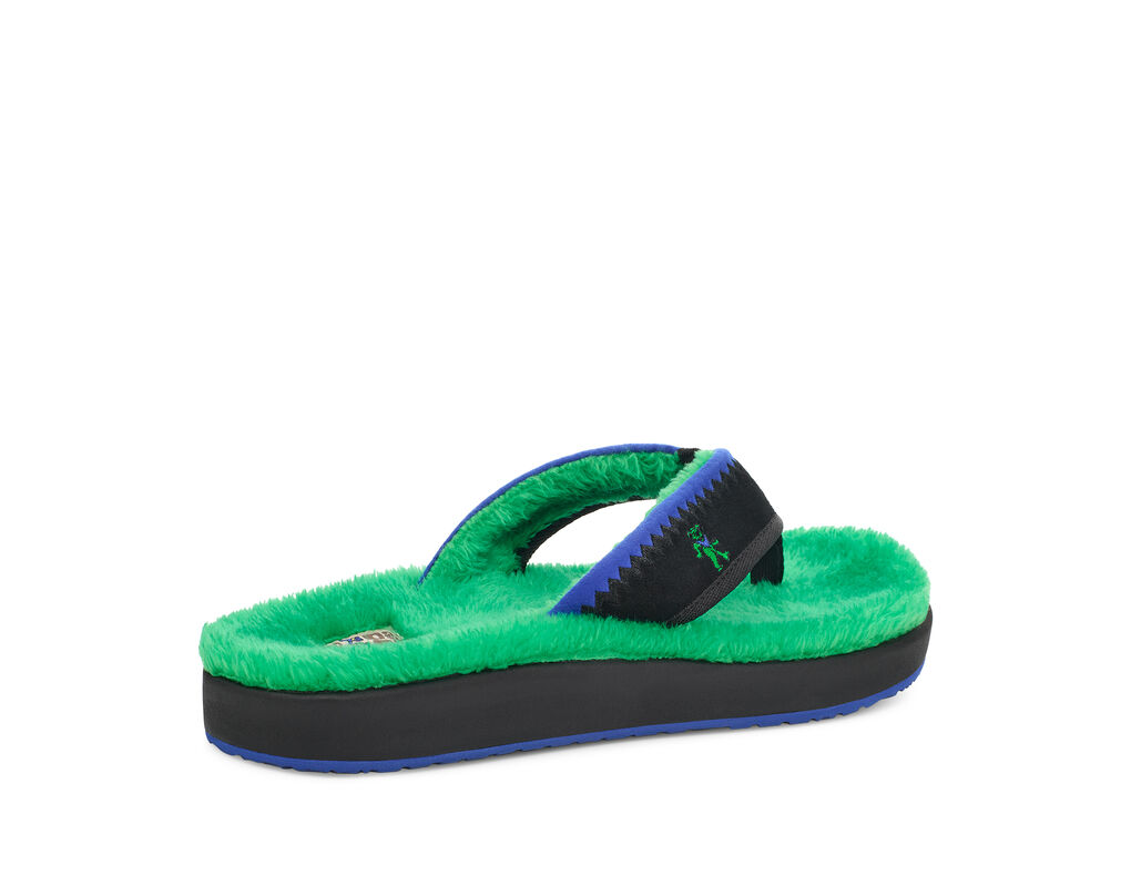 Sanuk Furreal ST X Grateful Dead Flip Flops Size Men 9 / Women 10 Green  Sandals