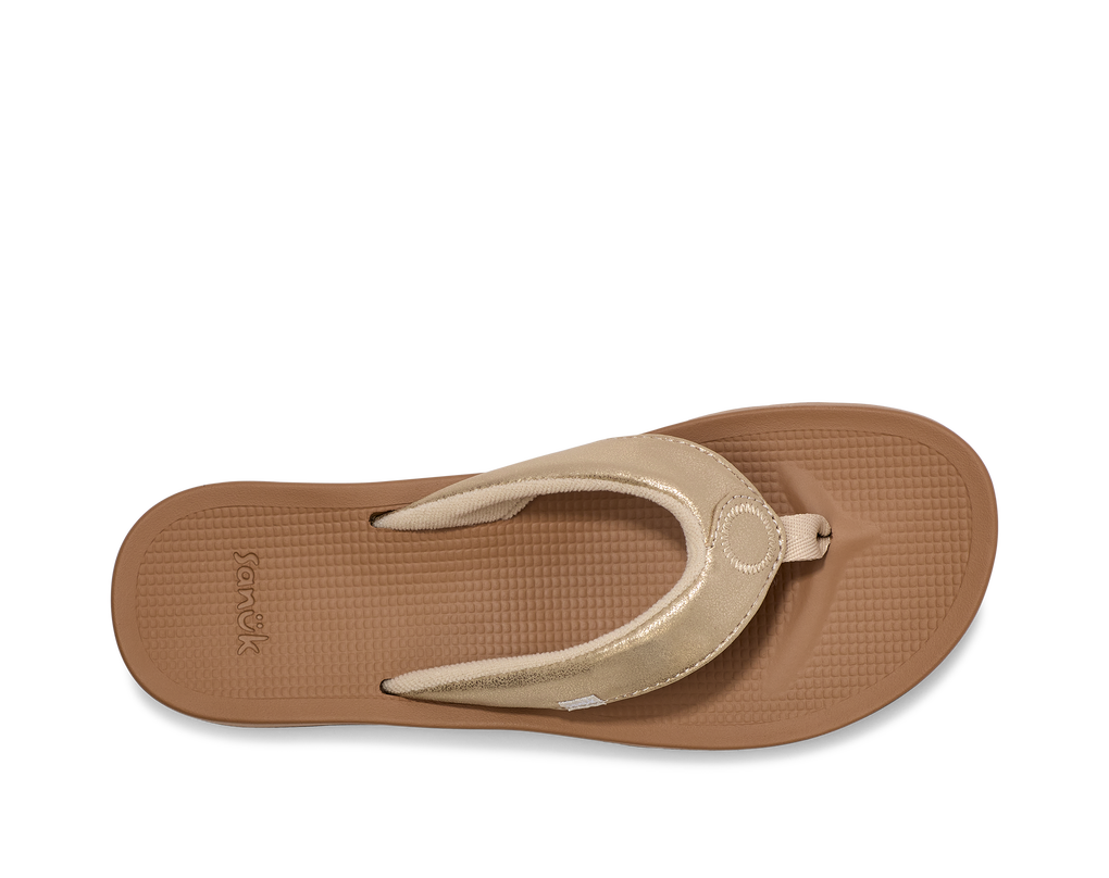 Sanuk Women's Cosmic Yoga Mat LX Tan Flip Flops Sandals 1126875