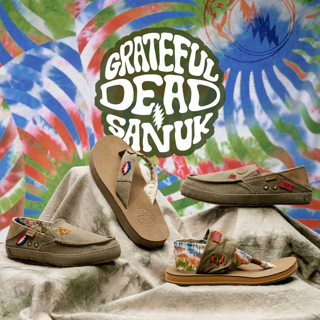 Sanuk x Grateful Dead Vagabond ST Tie Dye Hemp Surfer Slip On Shoes - AAA  Polymer